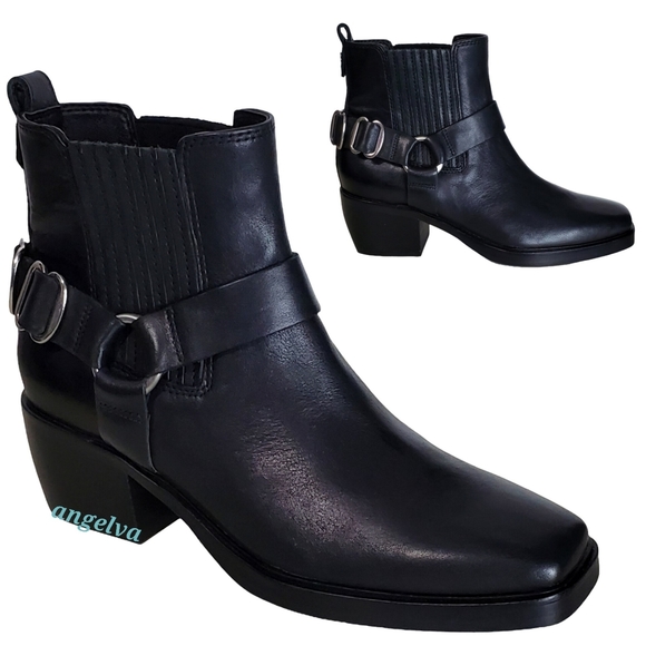 New Sam edelman bellanie size 6 leather harness strap block heel western boots